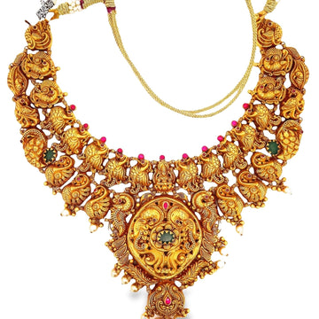 Radiant gold temple jewellery necklace